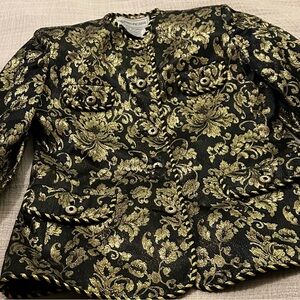 Evan Picone Black and Gold Floral Blazer